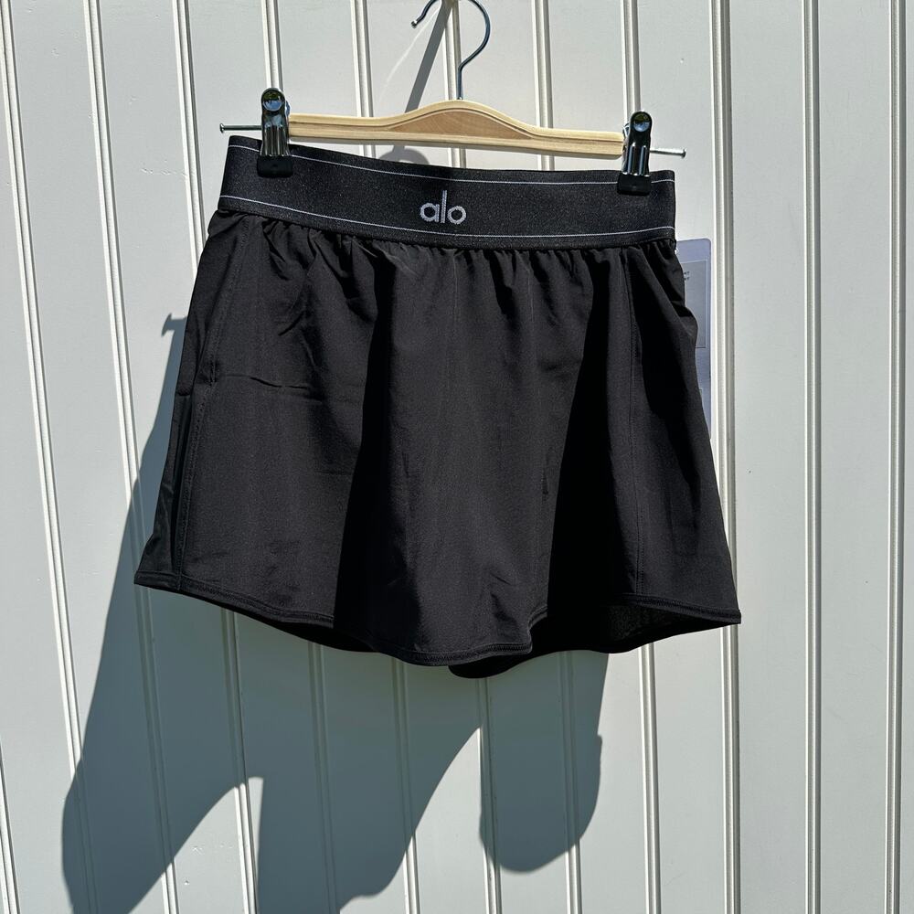 Alo Yoga Match Point Skirt Black Size XS NWT Tennis Hidden Shorts Ball Pocket